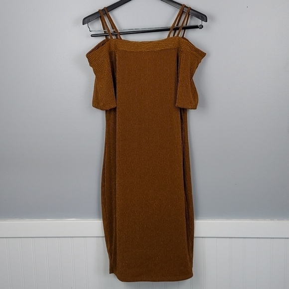 NWOT Gold and Brown Dress by Haute Monde, Large - Picture 1 of 5